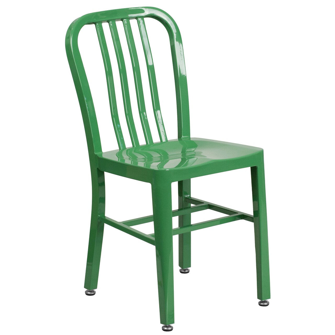 Merrick Lane Santorini 18 Inch Galvanized Steel Indoor/Outdoor Dining Chair with Slatted Back And Powder Coated Finish